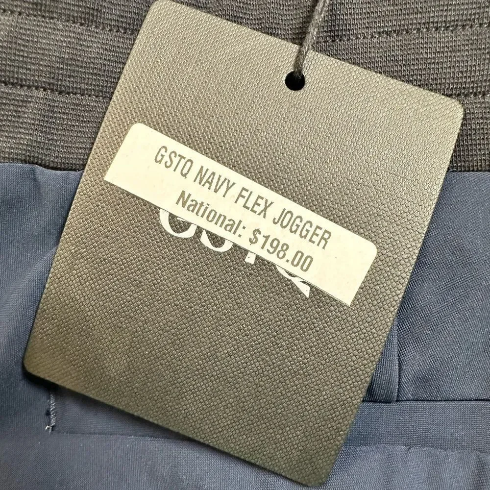 NWT GSTQ Men's Navy Flex Jogger Pants Elastic Waist Drawstring Pockets - Size 36